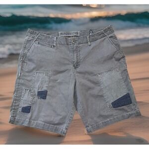 Paperbacks Patches Shorts Men 34 Gray Embroidered Beach Hiking Casual
